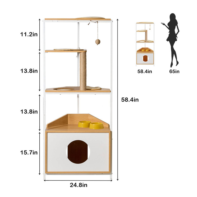 Tucker Murphy Pet Drelen 4 Tier Corner Cat Tower Cat Tree w Scratching Post Cat Condo Feeding Station Climbing Platform Wayfair